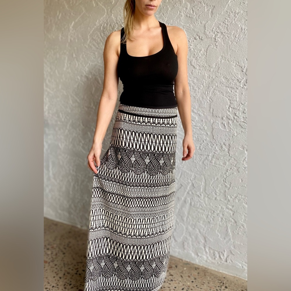 Boho chic - Marciano RARE maxi silk dress black and white size XXS fits XS
